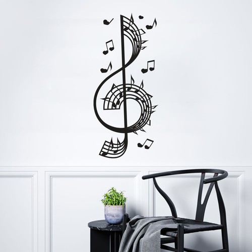 Adesivo murale musica chiave - adesivo,